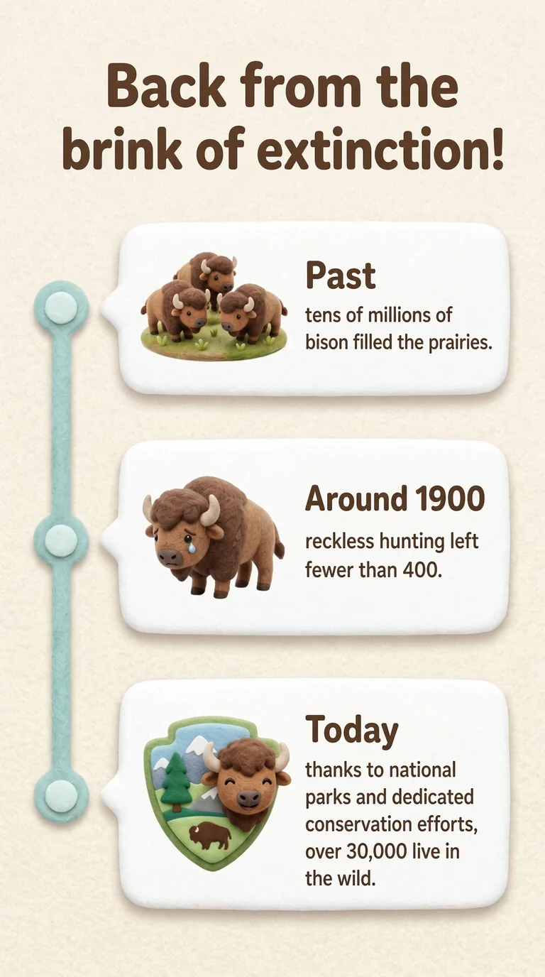 Back from the brink of extinction! — Past / Around 1900 / Today