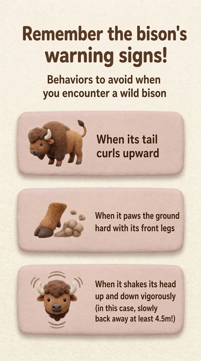 Remember the bison's warning signs! — Behaviors to avoid when you encounter a wild bison