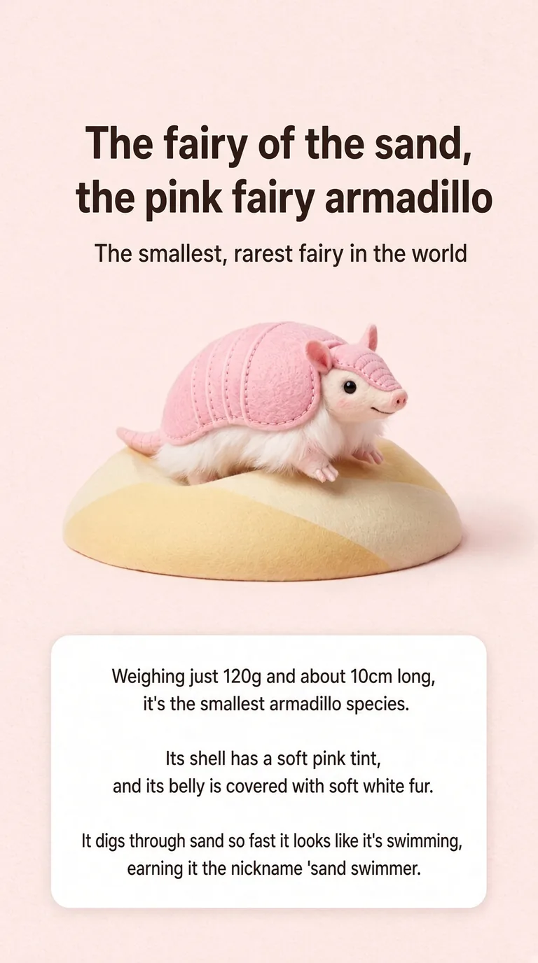The fairy of the sand, the pink fairy armadillo — The smallest, rarest fairy in the world