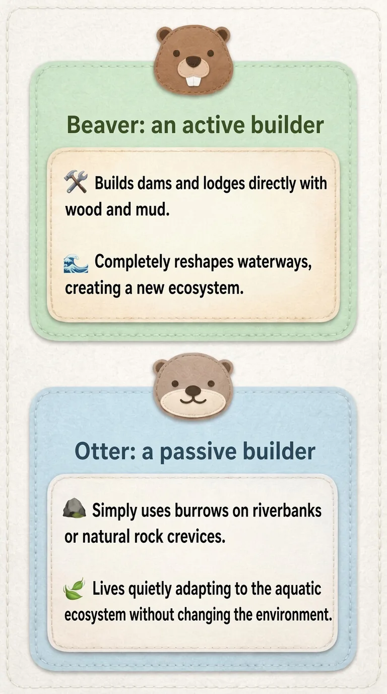 Beaver: an active builder / Otter: a passive builder