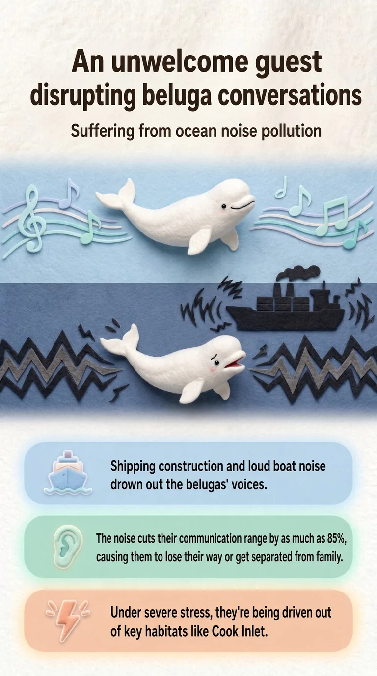 An unwelcome guest disrupting beluga conversations — Suffering from ocean noise pollution