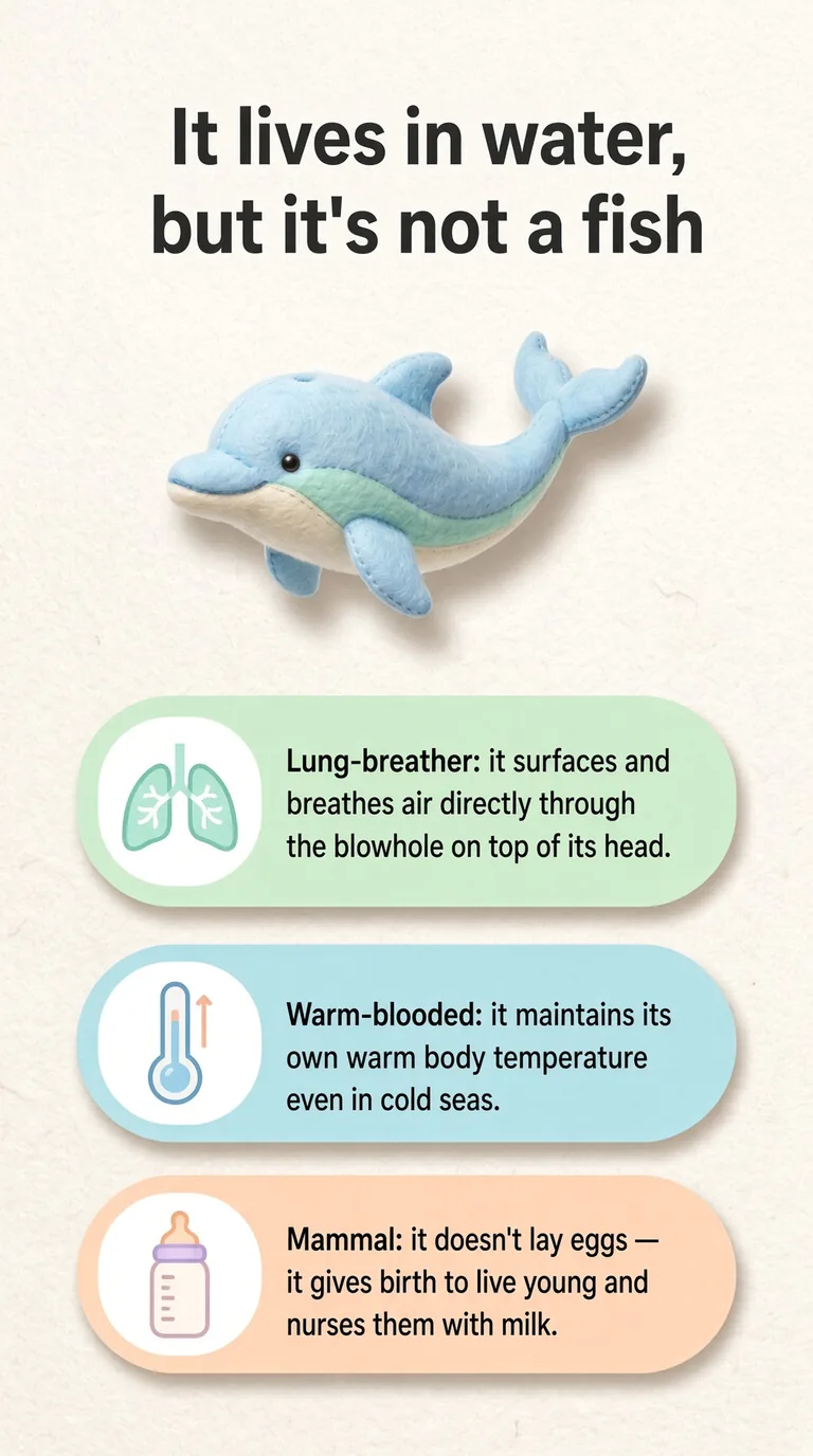 It lives in water, but it's not a fish — Lung-breather / Warm-blooded / Mammal