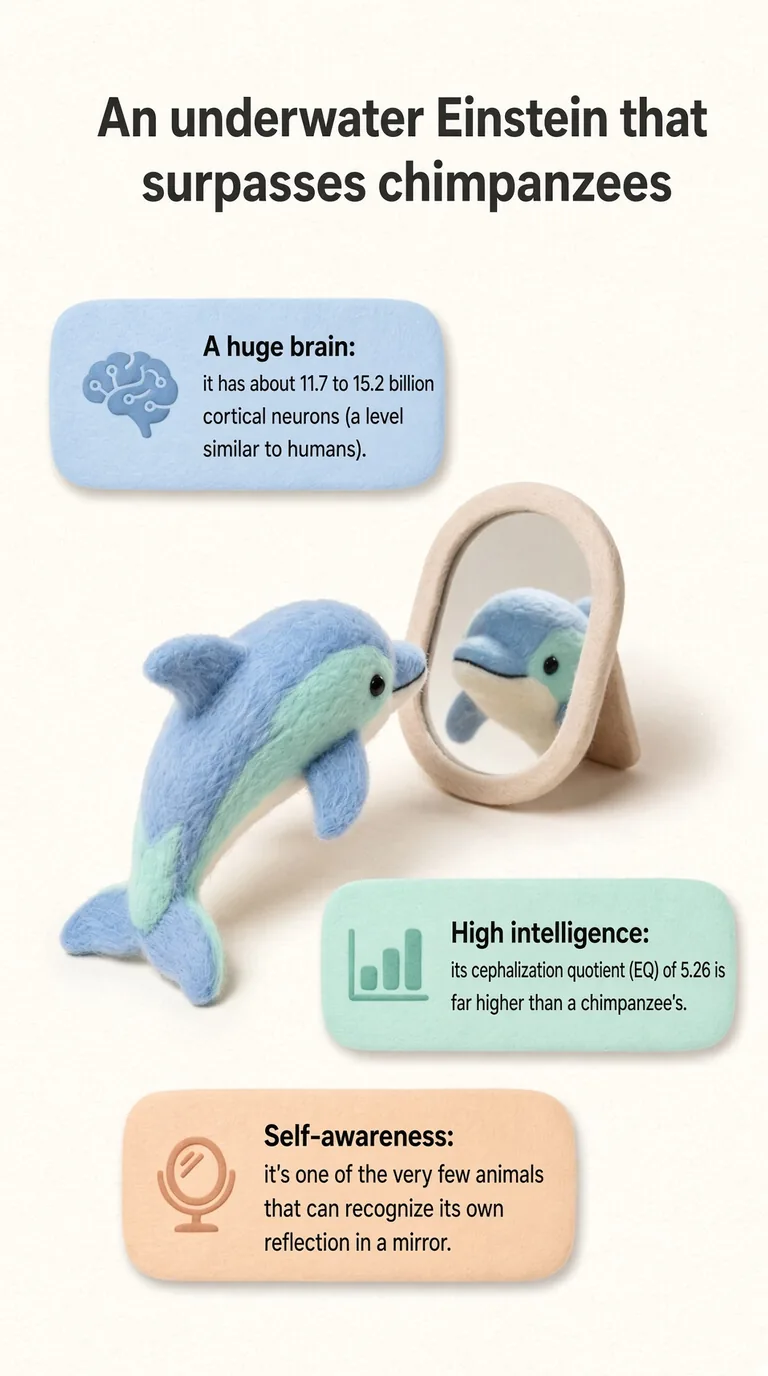 An underwater Einstein that surpasses chimpanzees — A huge brain / High intelligence / Self-awareness