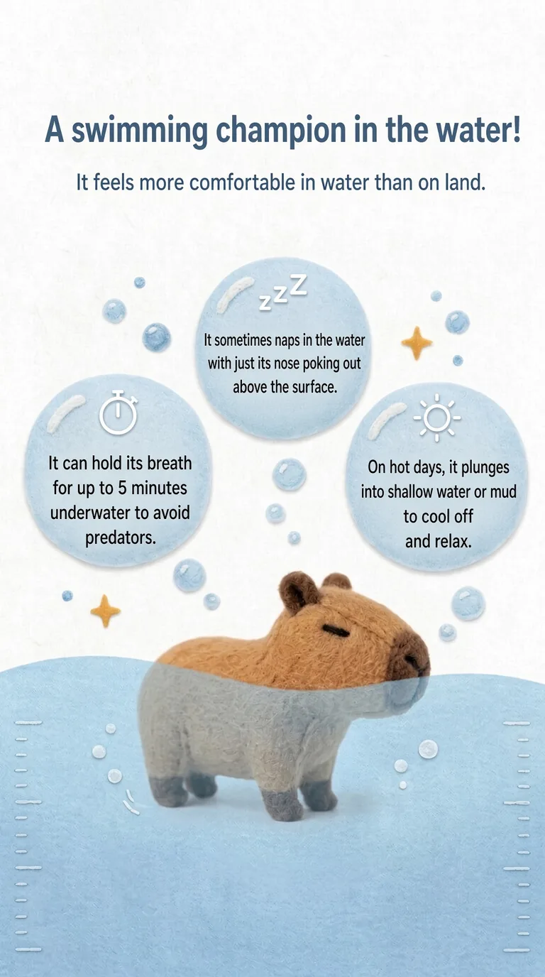 A swimming champion in the water! — It feels more comfortable in water than on land.