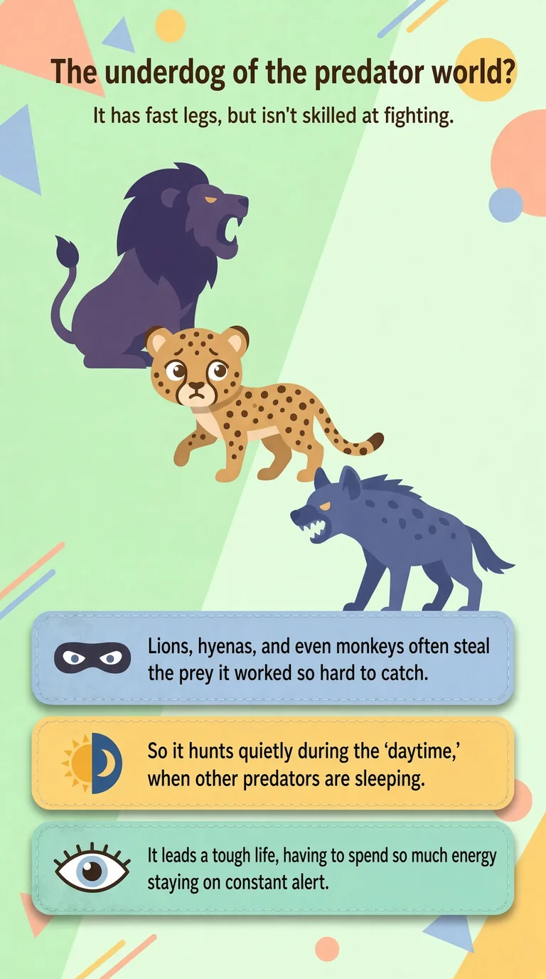 The underdog of the predator world? — It has fast legs, but isn't skilled at fighting.