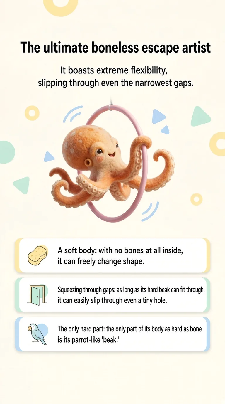 The ultimate boneless escape artist — It boasts extreme flexibility, slipping through even the narrowest gaps. — A soft body