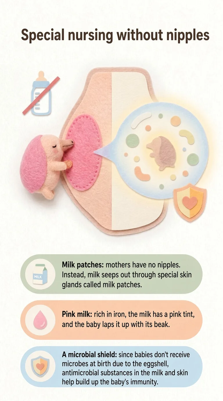 Special nursing without nipples — Milk patches / Pink milk / A microbial shield
