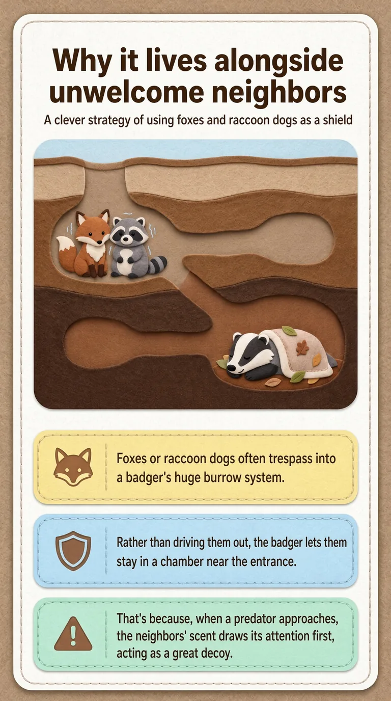 Why it lives alongside unwelcome neighbors — A clever strategy of using foxes and raccoon dogs as a shield