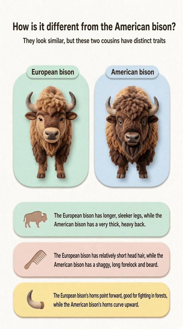 How is it different from the American bison? — They look similar, but these two cousins have distinct traits