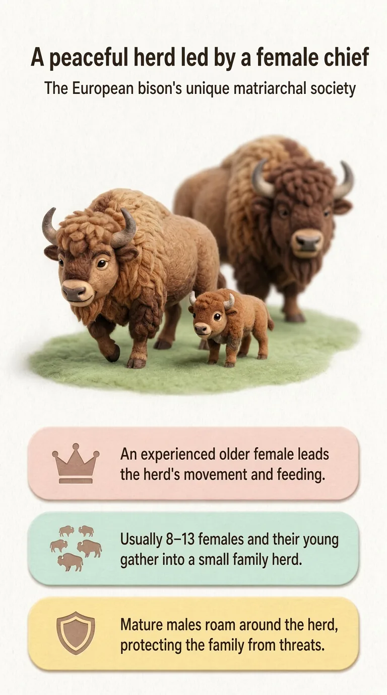 A peaceful herd led by a female chief — The European bison's unique matriarchal society