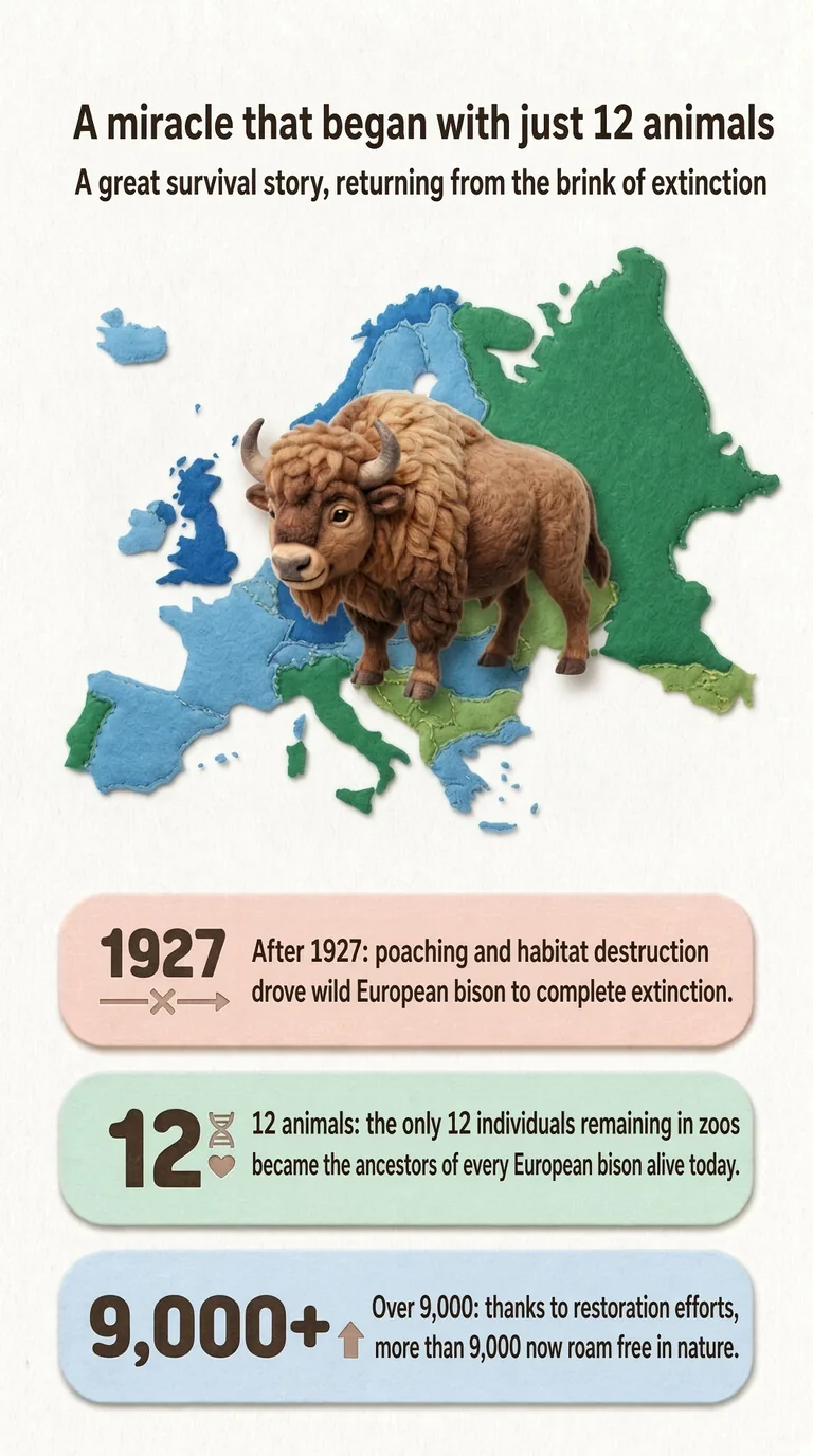 A miracle that began with just 12 animals — A great survival story, returning from the brink of extinction — After 1927 / 12 animals / Over 9,000