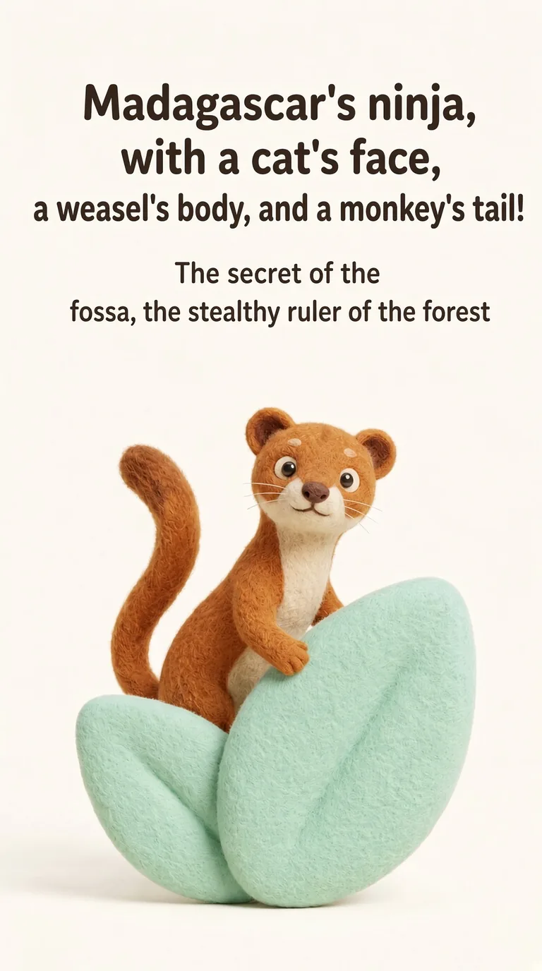 Madagascar's ninja, with a cat's face, a weasel's body, and a monkey's tail! — The secret of the fossa, the stealthy ruler of the forest