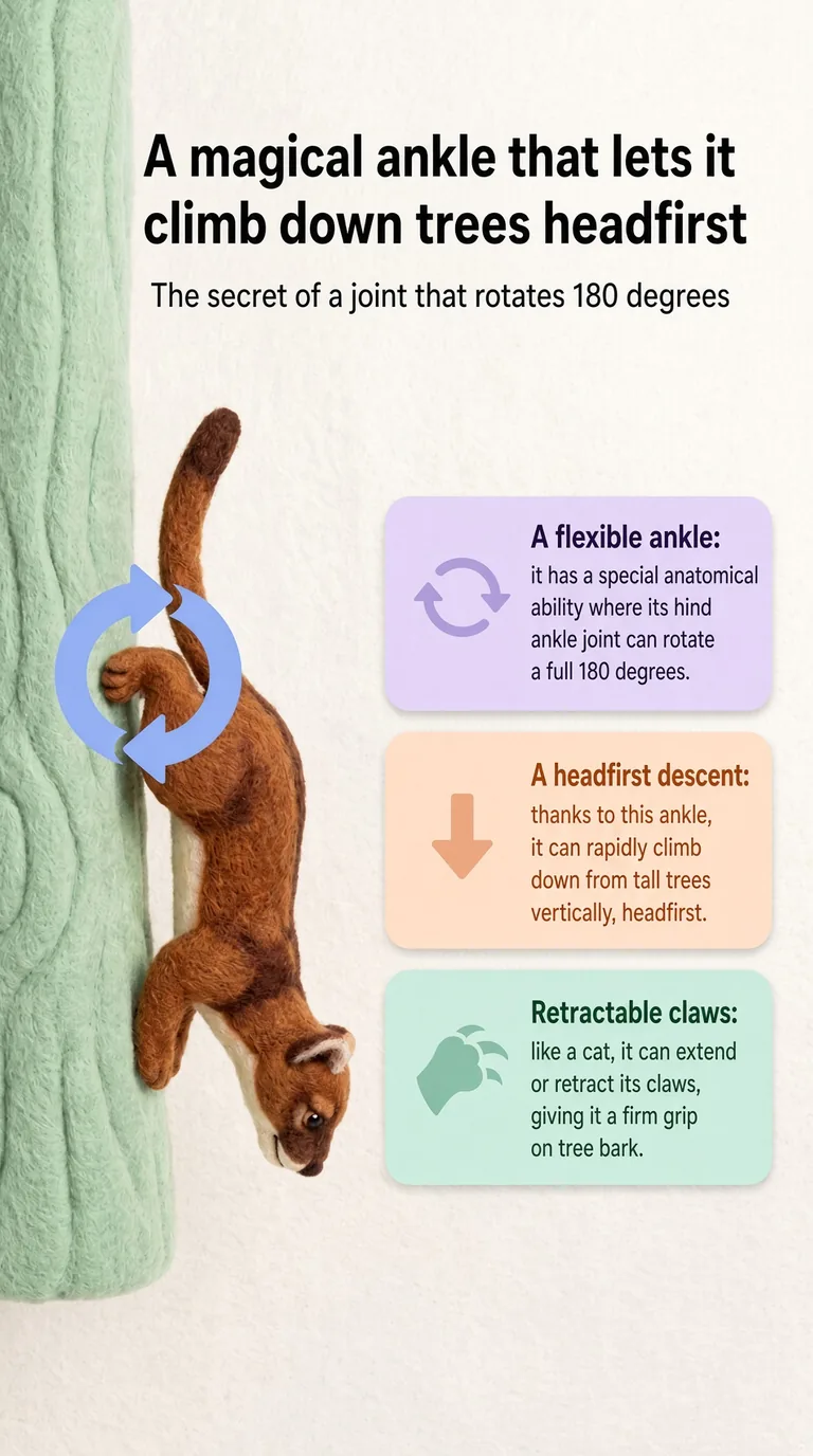 A magical ankle that lets it climb down trees headfirst — The secret of a joint that rotates 180 degrees — A flexible ankle / A headfirst descent / Retractable claws