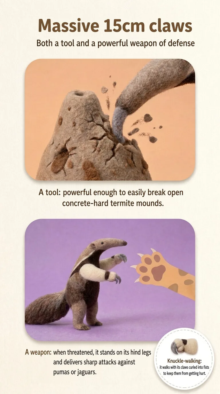 Massive 15cm claws — Both a tool and a powerful weapon of defense — A tool / A weapon