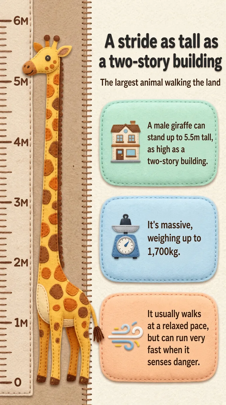 A stride as tall as a two-story building — The largest animal walking the land