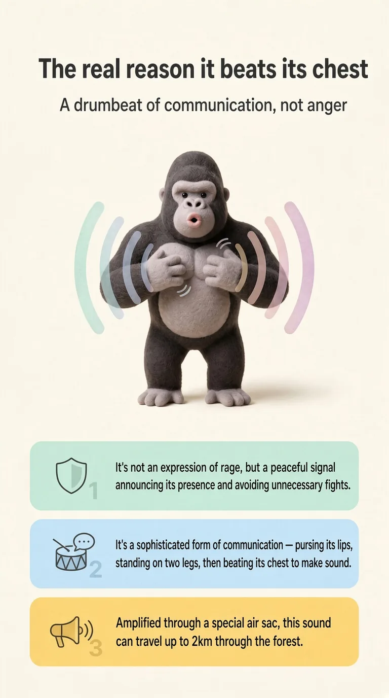 The real reason it beats its chest — A drumbeat of communication, not anger