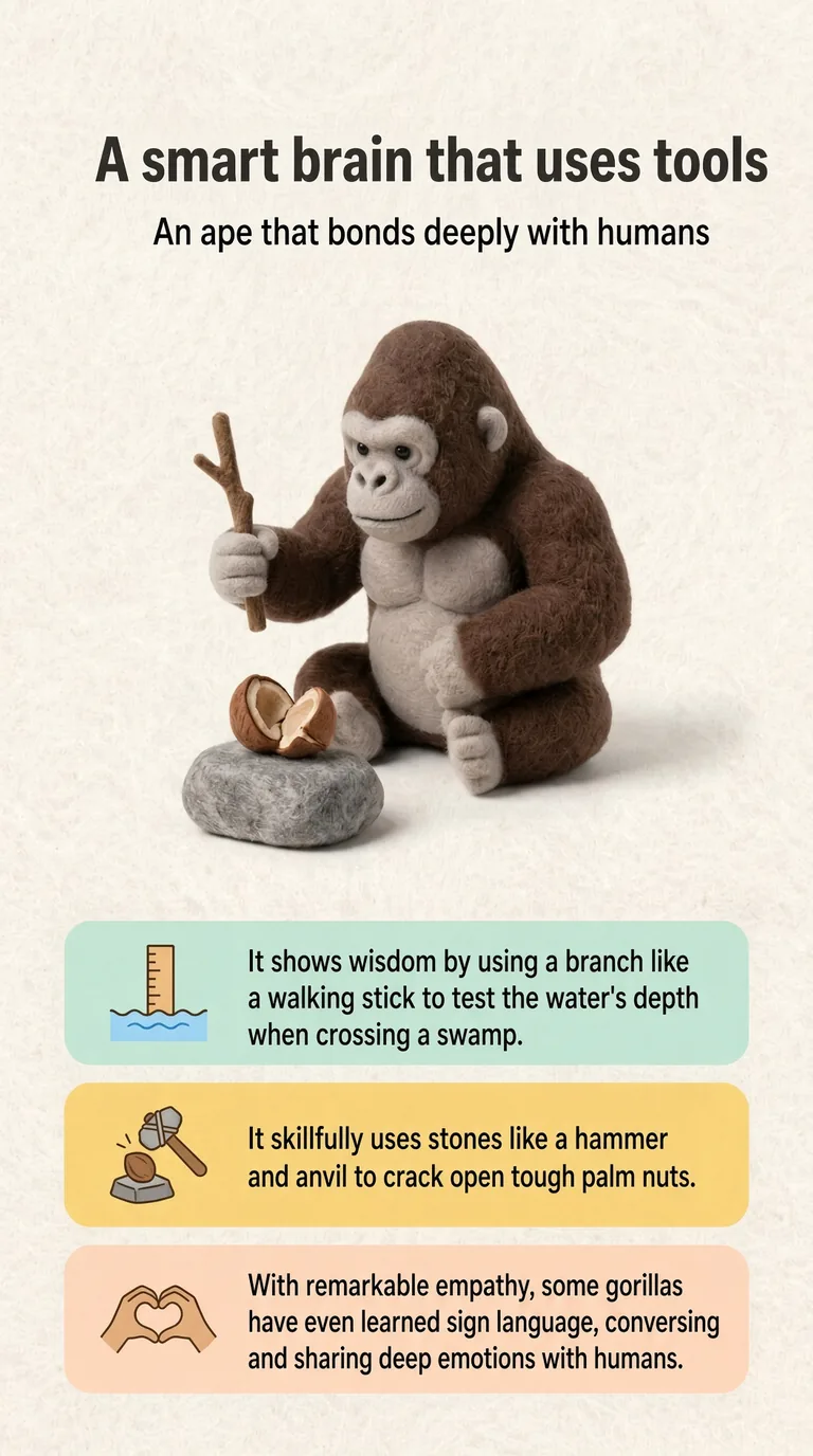A smart brain that uses tools — An ape that bonds deeply with humans