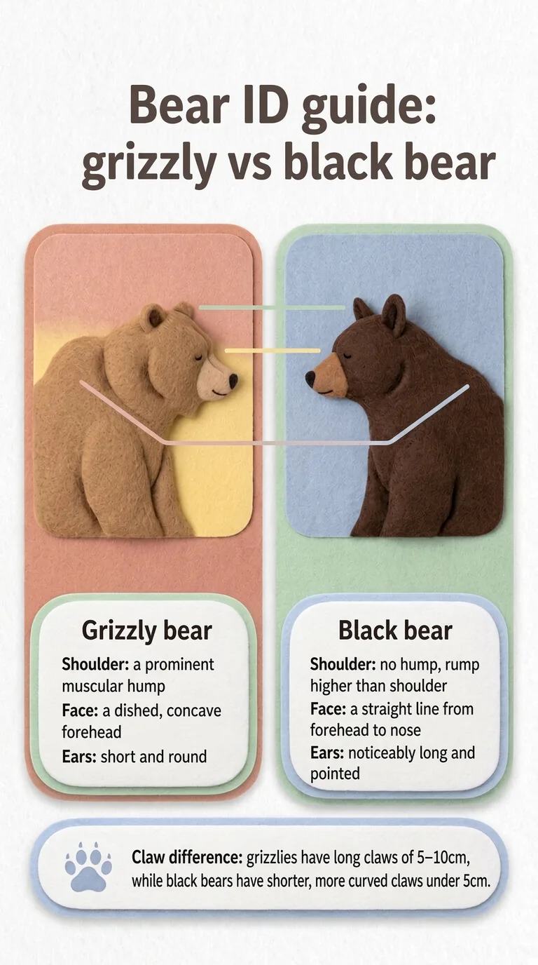 Bear ID guide: grizzly vs black bear — Grizzly bear / Black bear