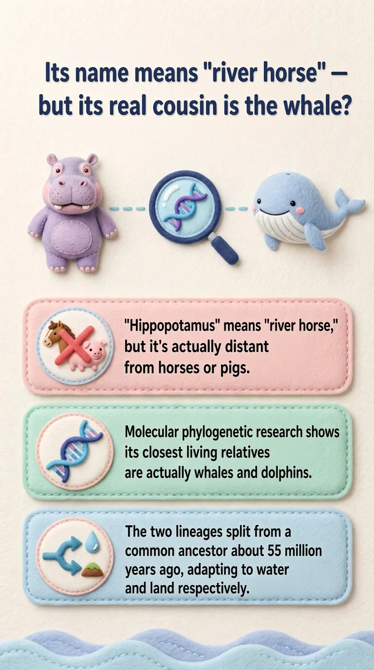 Its name means "river horse" — but its real cousin is the whale?