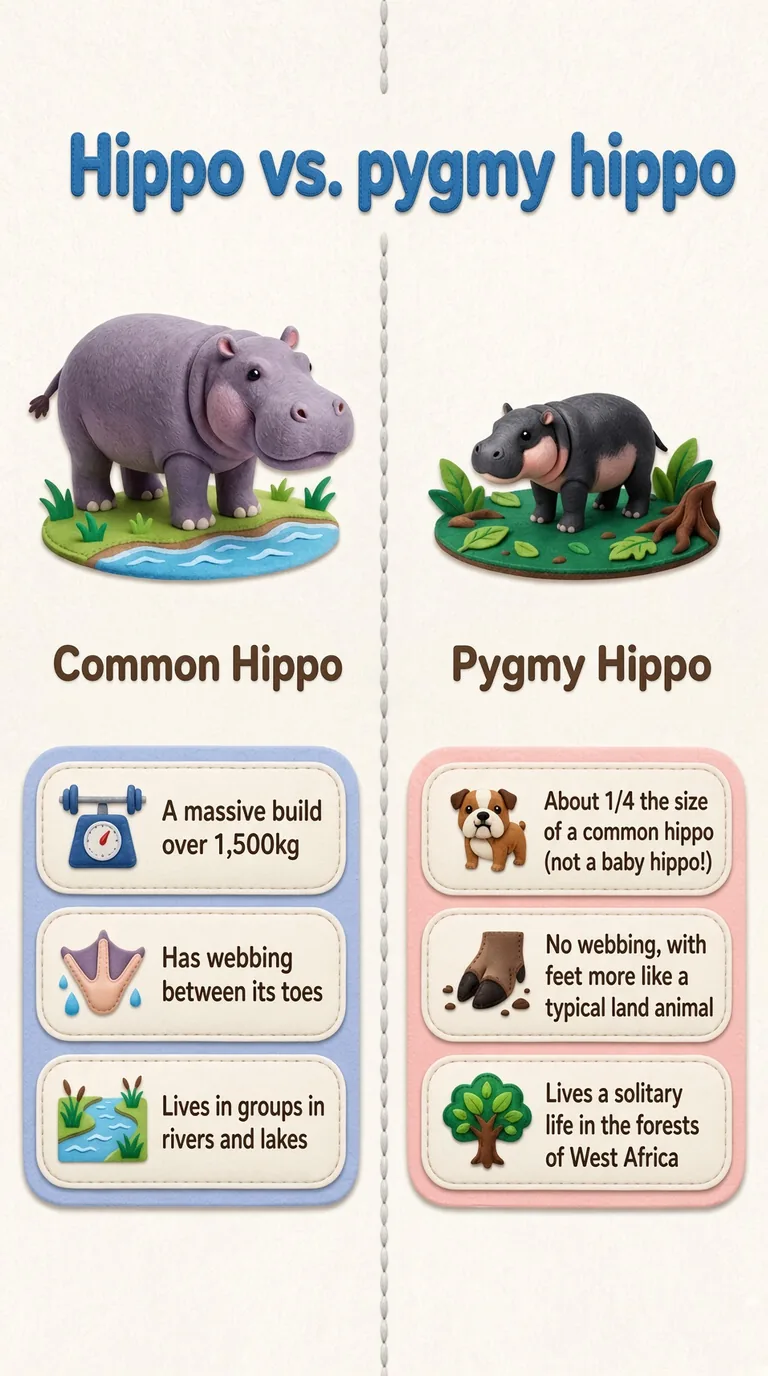 Hippo vs. pygmy hippo — Common Hippo / Pygmy Hippo