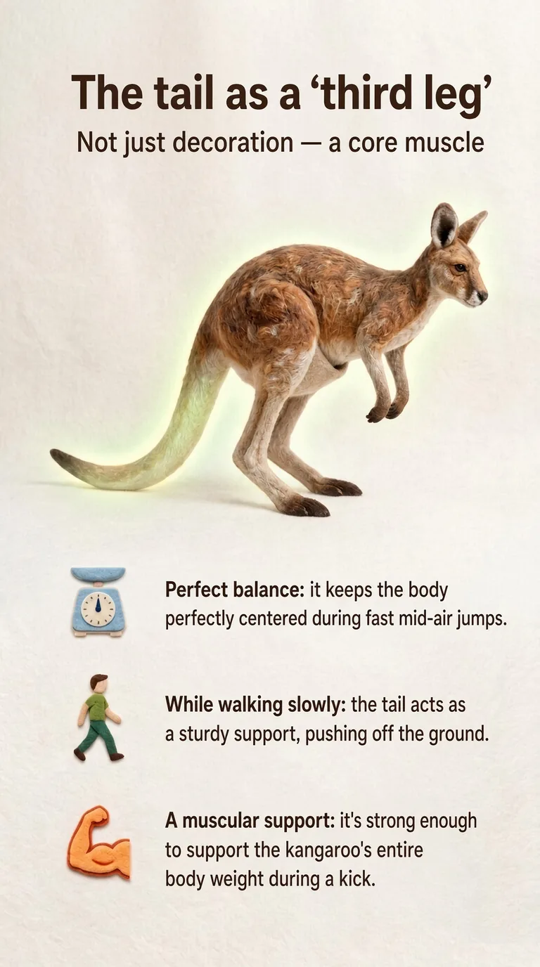 The tail as a 'third leg' — Not just decoration — a core muscle — Perfect balance / While walking slowly / A muscular support