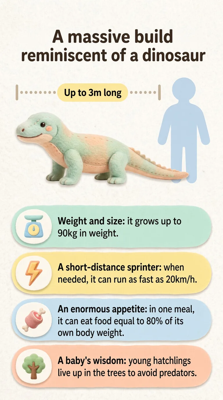 A massive build reminiscent of a dinosaur — Weight and size / A short-distance sprinter / An enormous appetite / A baby's wisdom