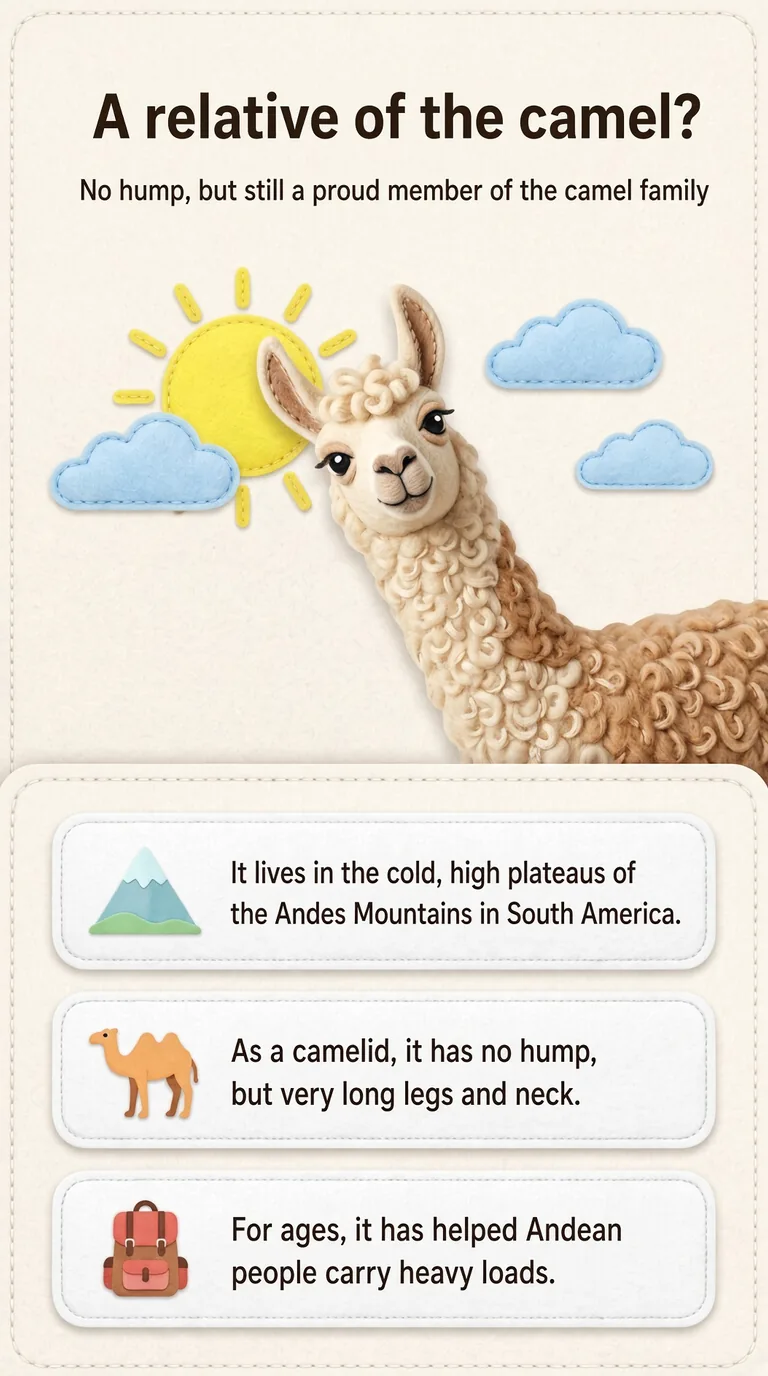 A relative of the camel? — No hump, but still a proud member of the camel family