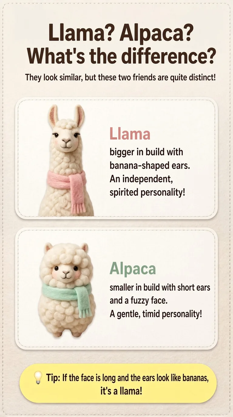 Llama? Alpaca? What's the difference? — They look similar, but these two friends are quite distinct! — Llama / Alpaca
