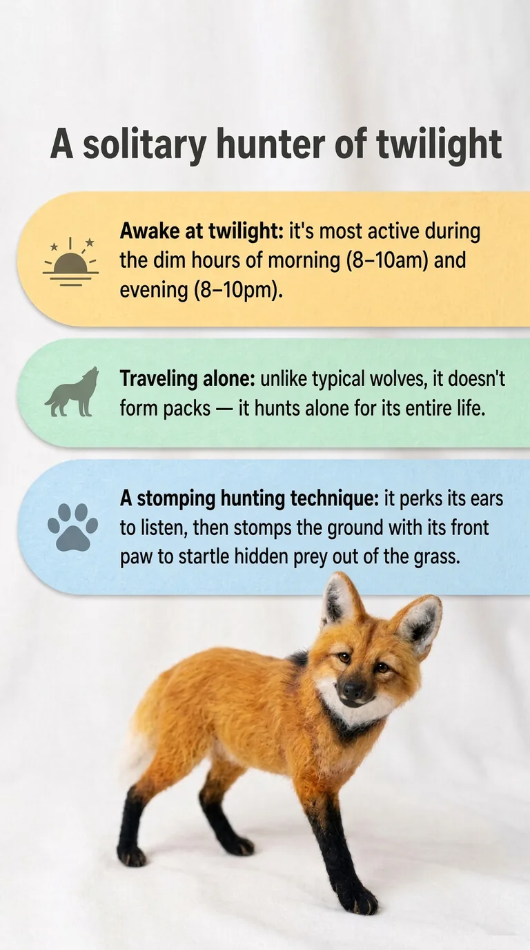 A solitary hunter of twilight — Awake at twilight / Traveling alone / A stomping hunting technique