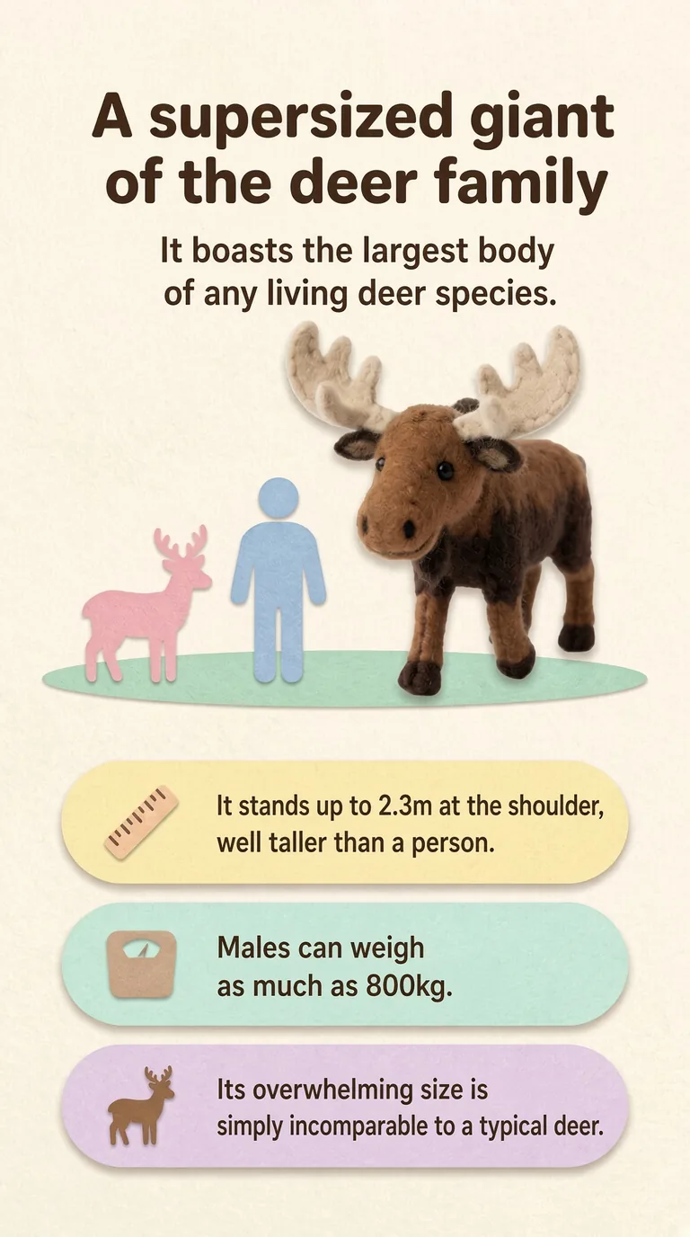 A supersized giant of the deer family — It boasts the largest body of any living deer species.