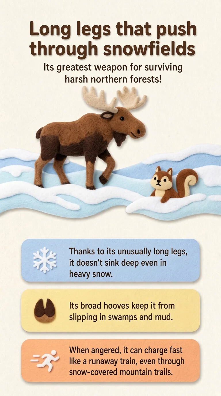 Long legs that push through snowfields — Its greatest weapon for surviving harsh northern forests!