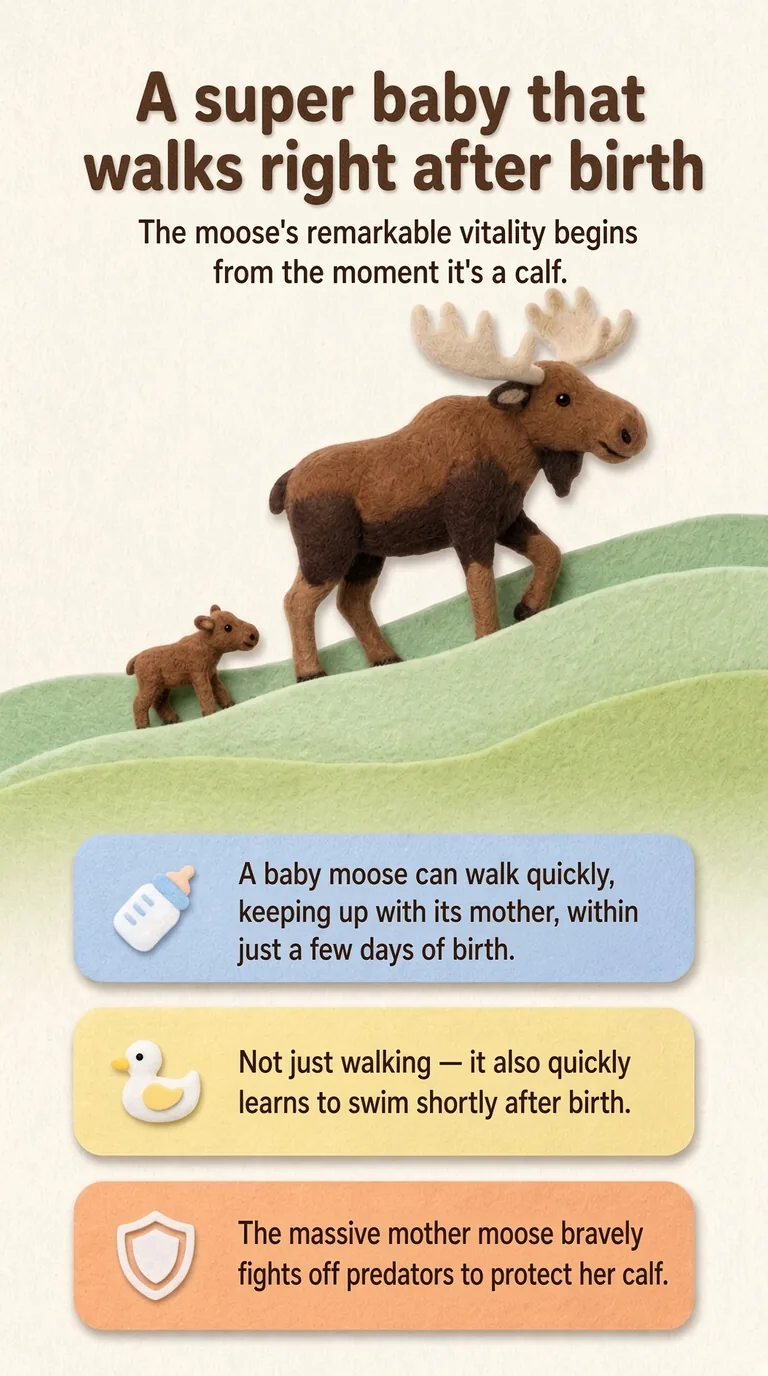 A super baby that walks right after birth — The moose's remarkable vitality begins from the moment it's a calf.