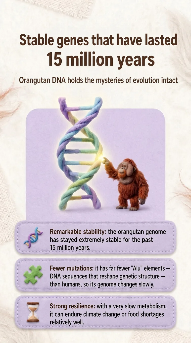 Stable genes that have lasted 15 million years — Orangutan DNA holds the mysteries of evolution intact — Remarkable stability / Fewer mutations / Strong resilience