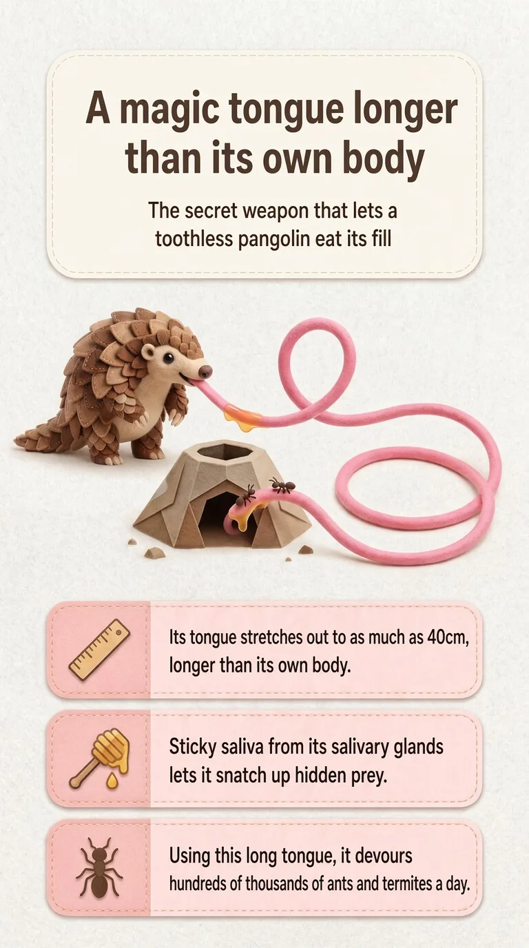 A magic tongue longer than its own body — The secret weapon that lets a toothless pangolin eat its fill