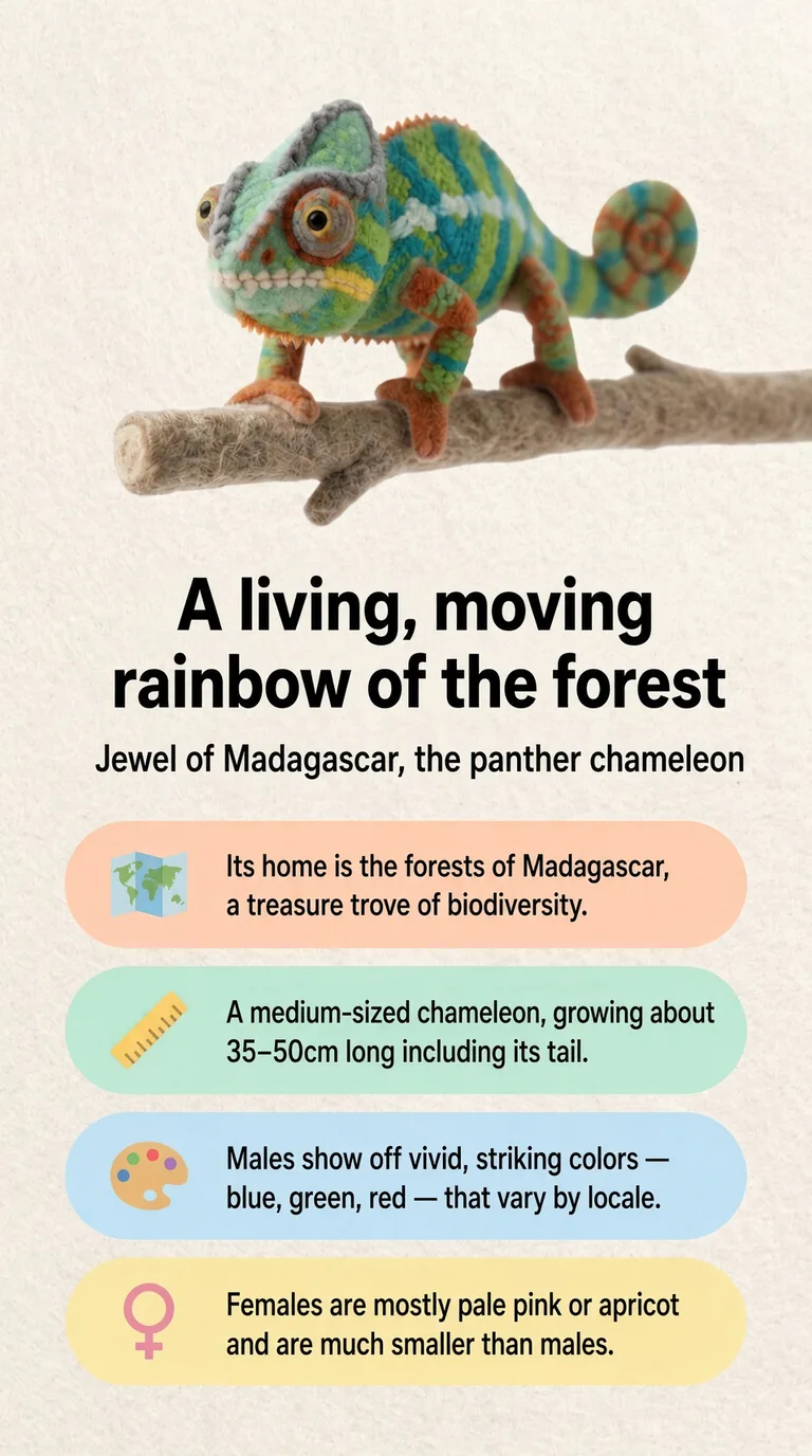 A living, moving rainbow of the forest — Jewel of Madagascar, the panther chameleon