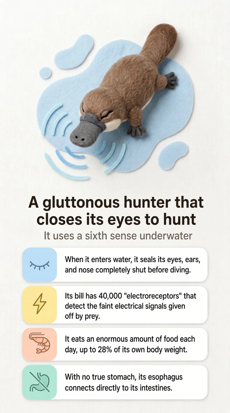 A gluttonous hunter that closes its eyes to hunt — It uses a sixth sense underwater