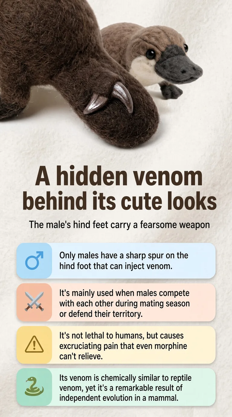 A hidden venom behind its cute looks — The male's hind feet carry a fearsome weapon