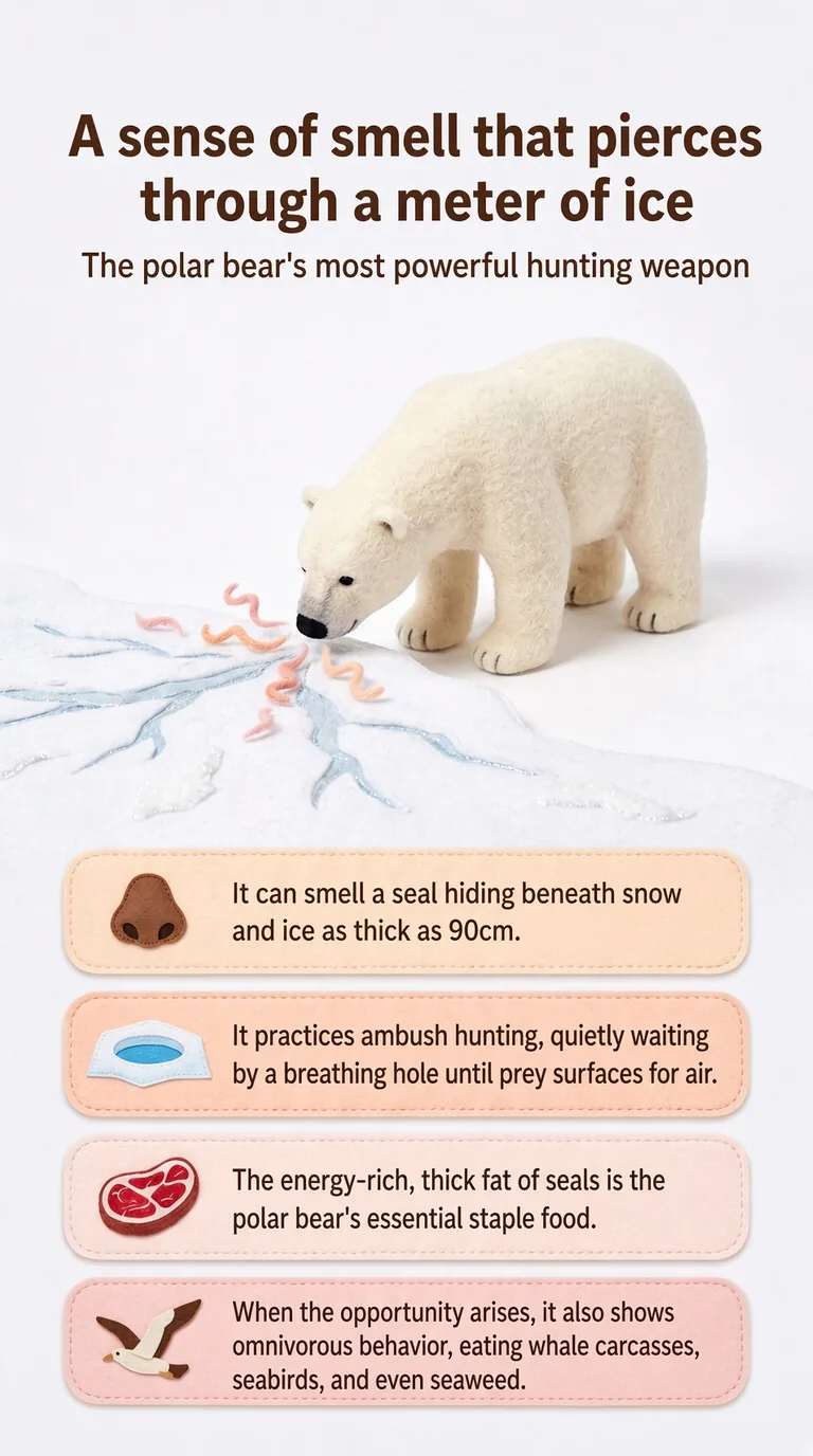 A sense of smell that pierces through a meter of ice — The polar bear's most powerful hunting weapon