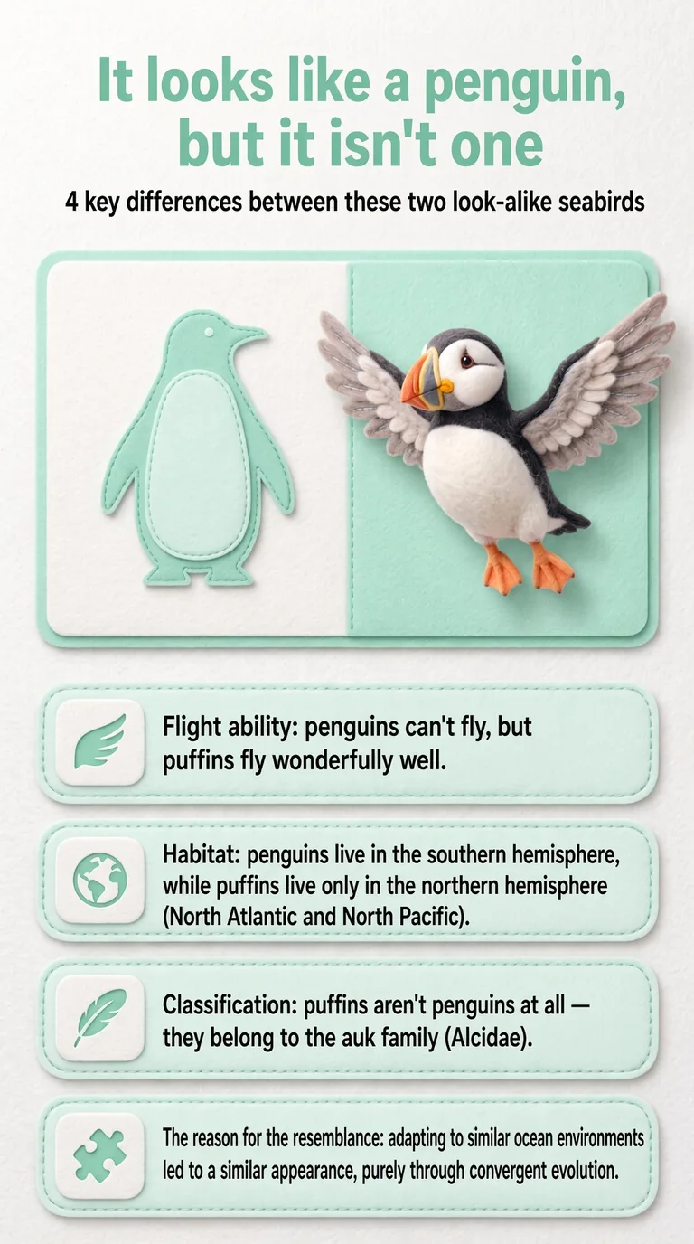 It looks like a penguin, but it isn't one — 4 key differences between these two look-alike seabirds — Flight ability / Habitat / Classification / The reason for the resemblance