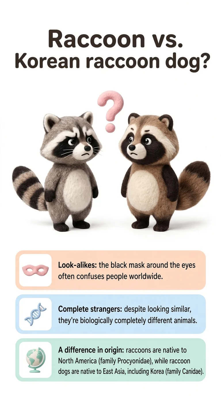 Raccoon vs. Korean raccoon dog? — Look-alikes / Complete strangers / A difference in origin