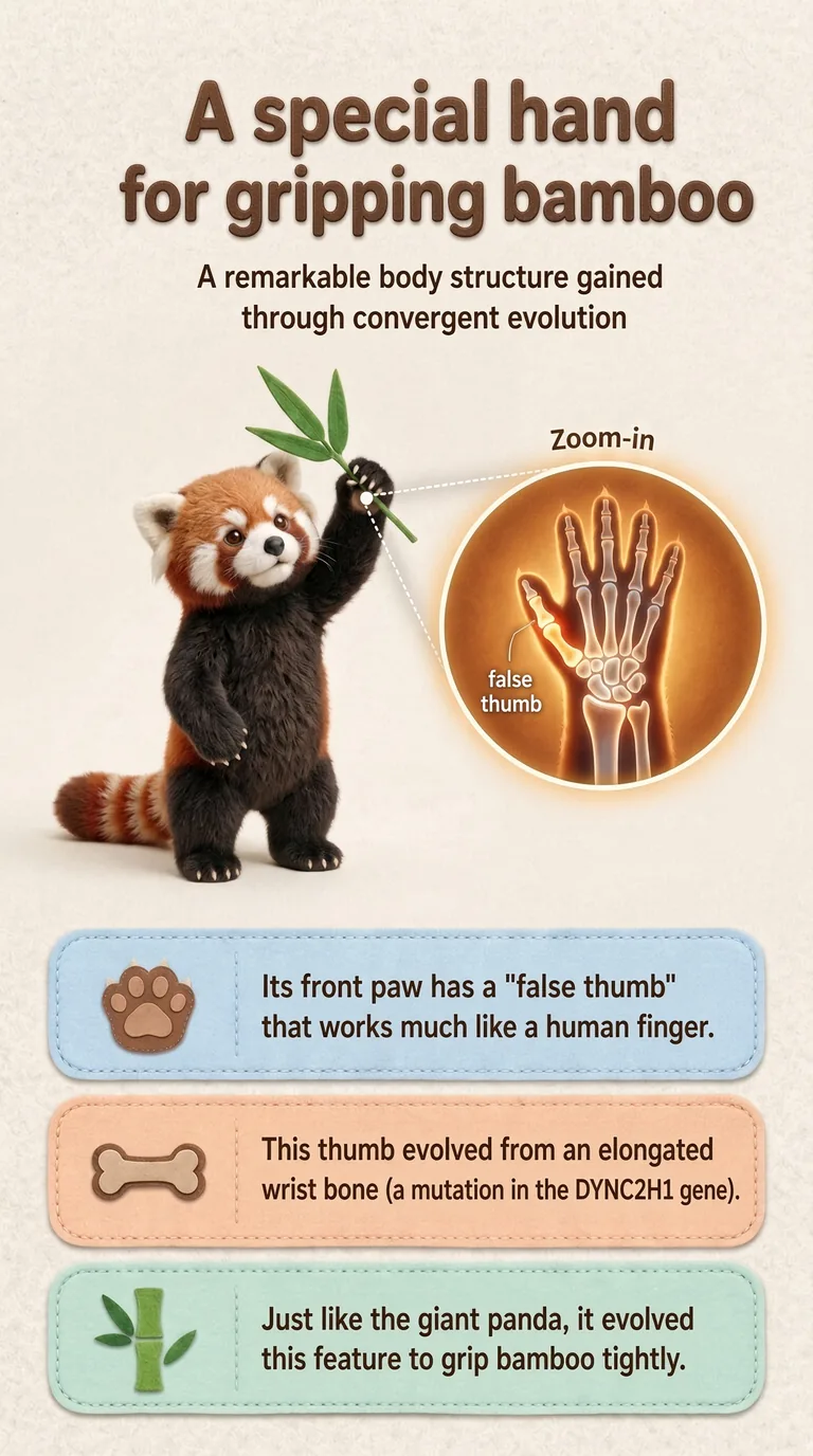 A special hand for gripping bamboo — A remarkable body structure gained through convergent evolution
