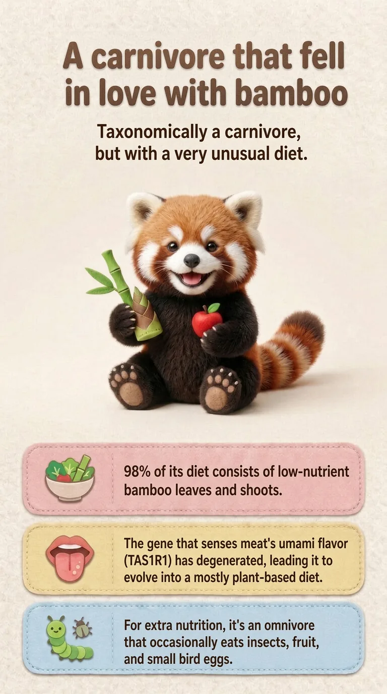 A carnivore that fell in love with bamboo — Taxonomically a carnivore, but with a very unusual diet.