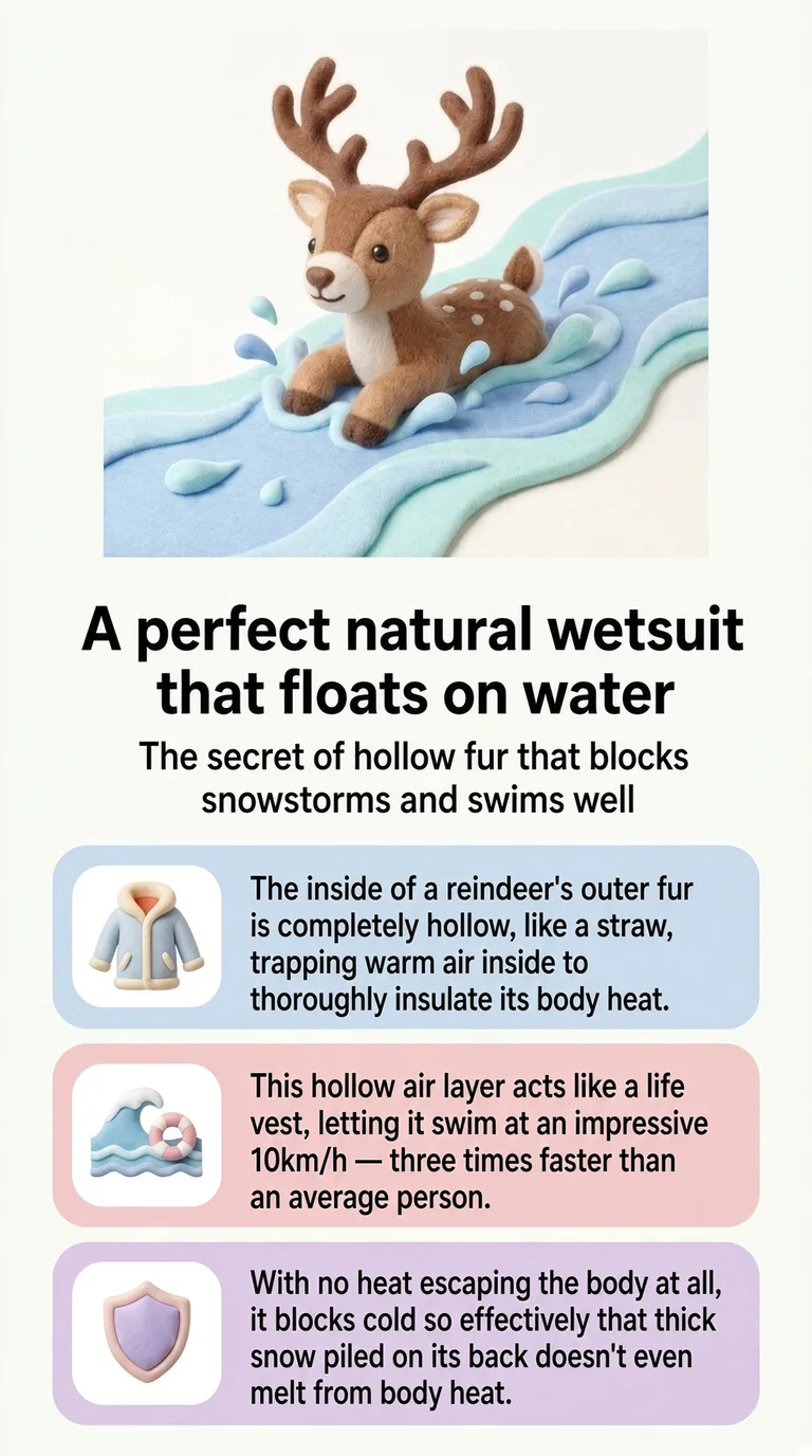 A perfect natural wetsuit that floats on water — The secret of hollow fur that blocks snowstorms and swims well