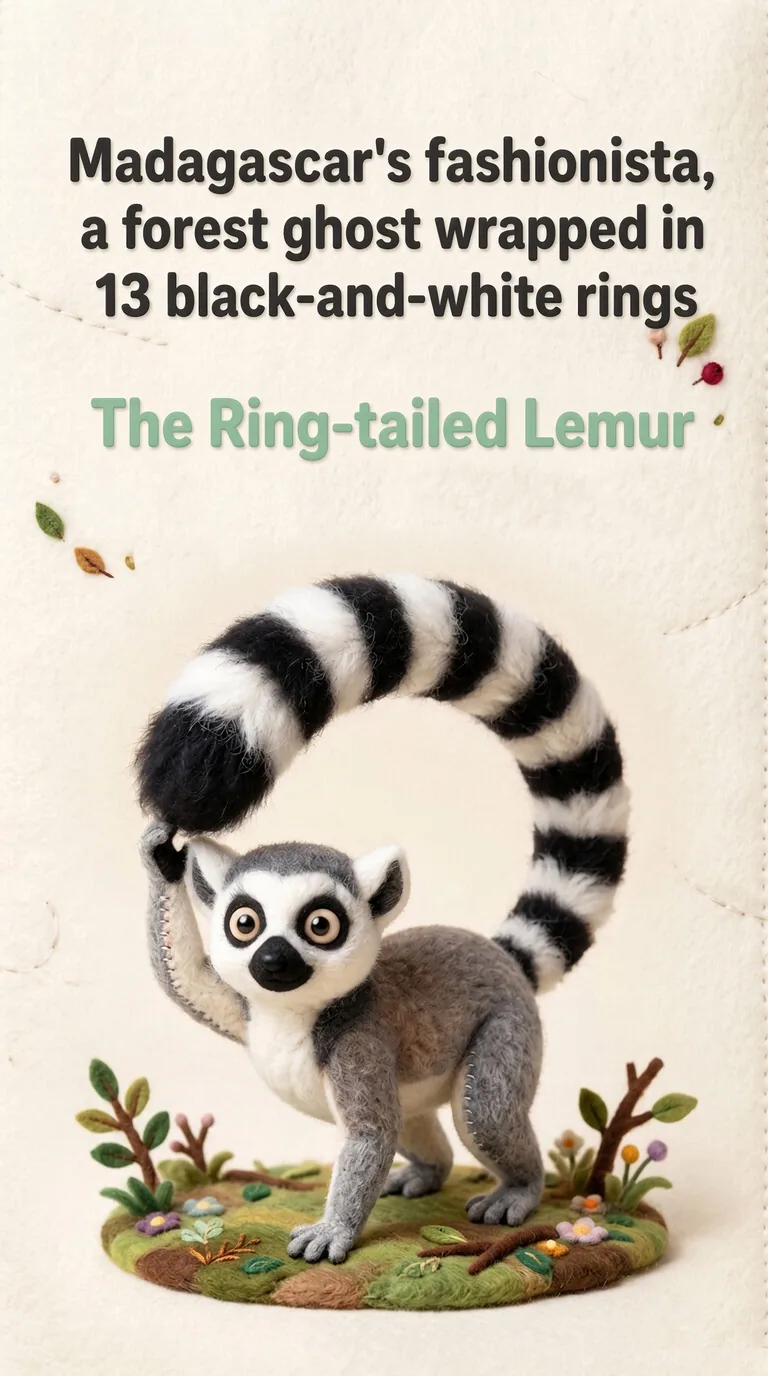 Madagascar's fashionista, a forest ghost wrapped in 13 black-and-white rings — The Ring-tailed Lemur