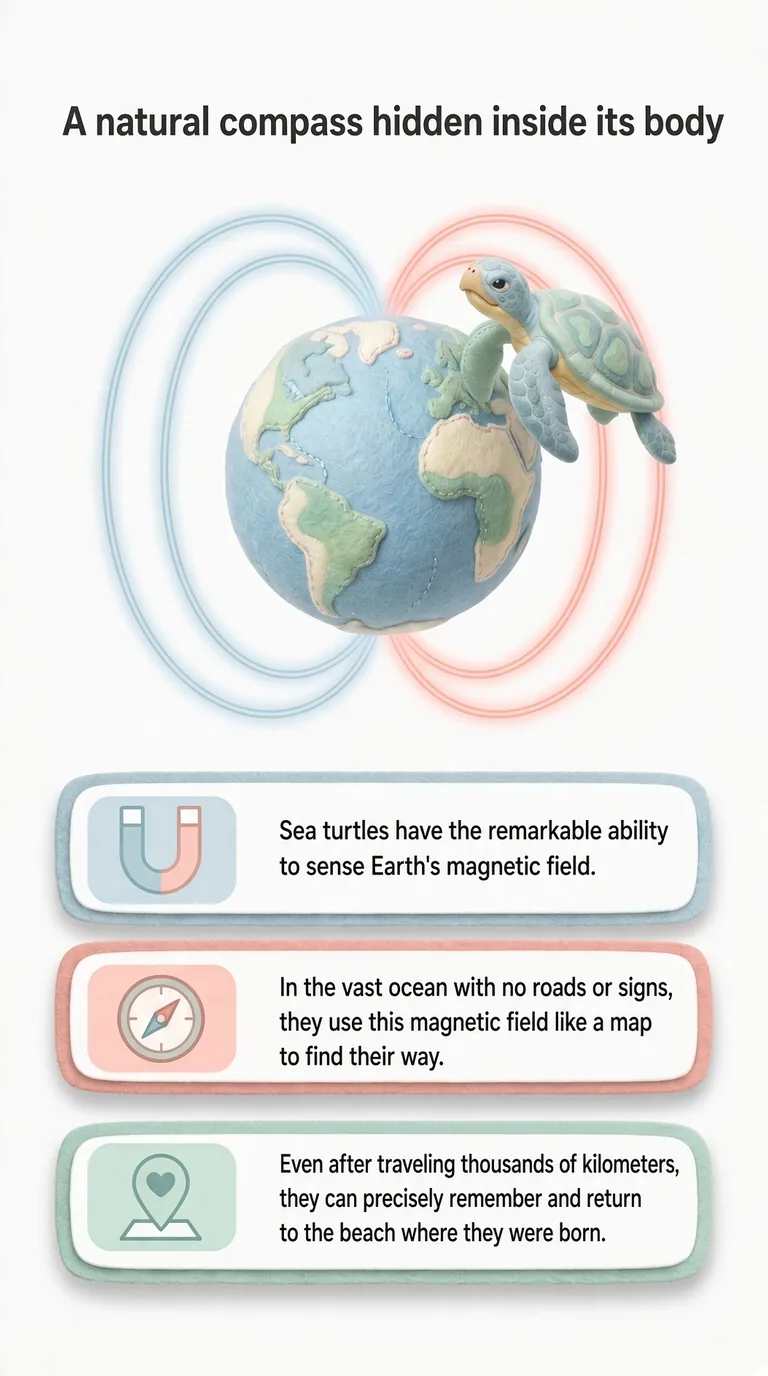 A natural compass hidden inside its body