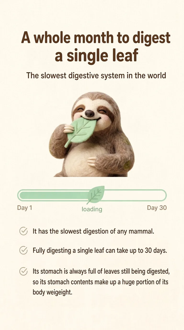A whole month to digest a single leaf — The slowest digestive system in the world