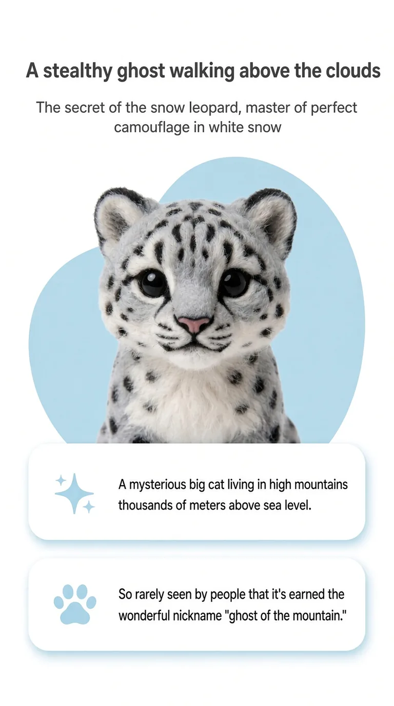 A stealthy ghost walking above the clouds — The secret of the snow leopard, master of perfect camouflage in white snow