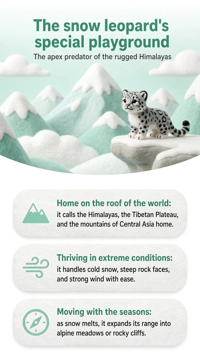 The snow leopard's special playground — The apex predator of the rugged Himalayas — Home on the roof of the world / Thriving in extreme conditions / Moving with the seasons