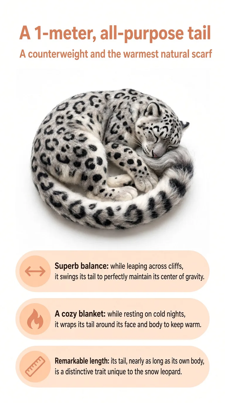 A 1-meter, all-purpose tail — A counterweight and the warmest natural scarf — Superb balance / A cozy blanket / Remarkable length