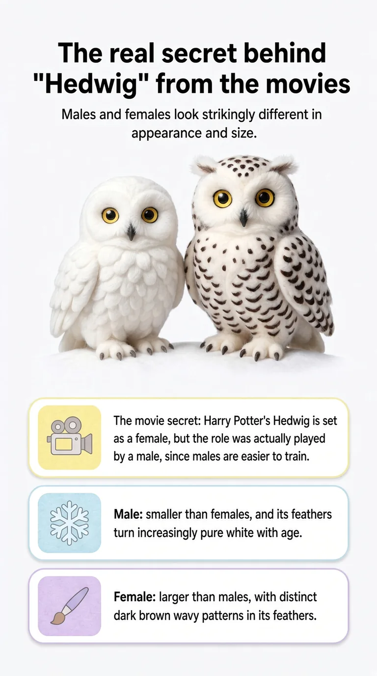 The real secret behind "Hedwig" from the movies — Males and females look strikingly different in appearance and size. — The movie secret / Male / Female